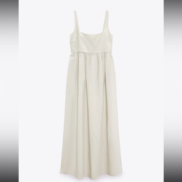 Robe Longue Zara En Lin - Imprimé Rayé - Boutonnage Devant - Taille S (UK 8) - Neuf Sans étiquettes